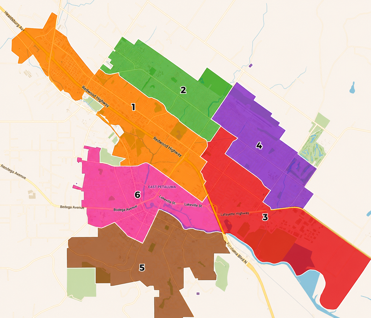 Petaluma City Council, District 1: Janice Cader Thompson, Alan LaPierre, and Nate Martin